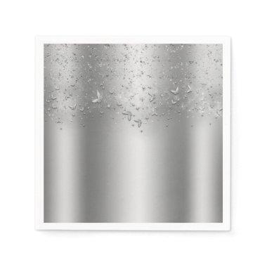 Silver Shimmer Flutter Butterfly Sweet 16 Party Napkins