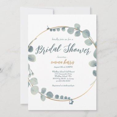 Silvery Eucalyptus Bridal Shower Invitations
