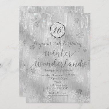 Silvery White Snowflakes Winter Invitations