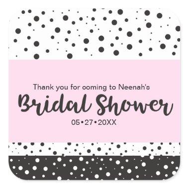 Simple Black and White, Bridal Shower, Thank you Square Sticker