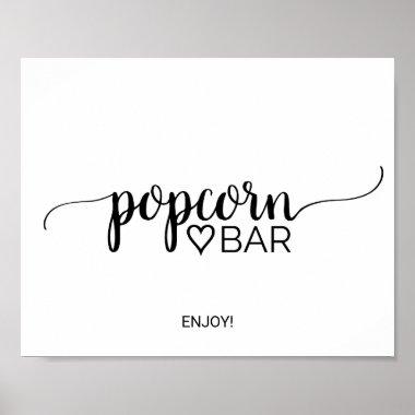 Simple Black Calligraphy Popcorn Bar Sign