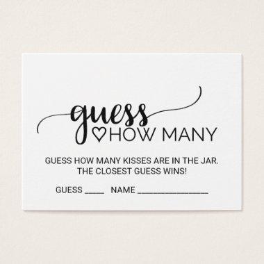 Simple Black Guess How Many Kisses Game Invitations