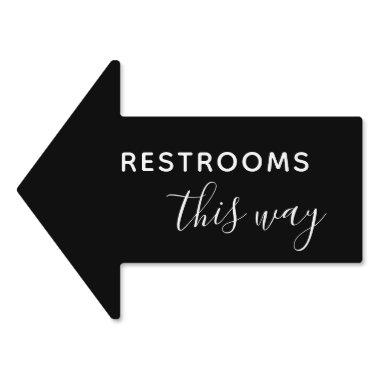 Simple Black & White Arrow Wedding Restroom Sign