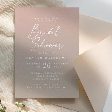 Simple Blush Pink & Beige Ombre Bridal Shower Invitations