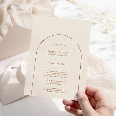 Simple Boho Arch Ivory Bridal Shower Invitations