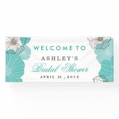 Simple Chic Turquoise Green Floral Bridal Shower Banner