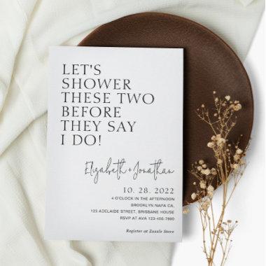 Simple Couple Shower Before They Say I Do Bridal Invitations