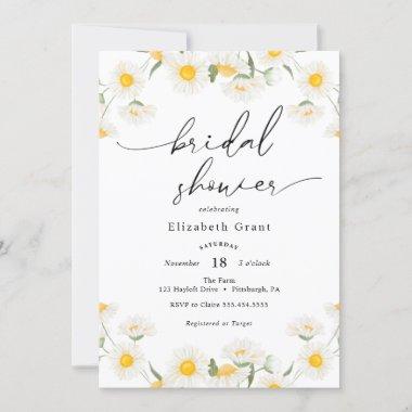 Simple Daisy Wreath Bridal Shower Invitations