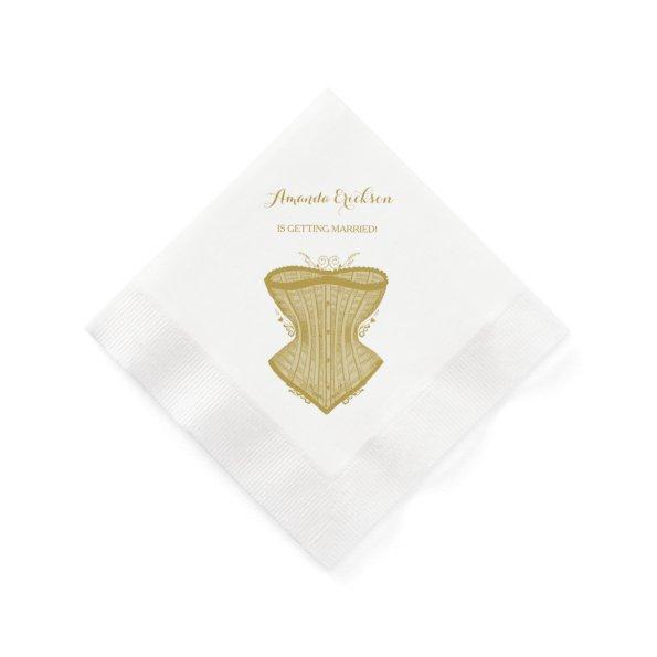 Simple Elegance Gold Corset Lingerie Bridal Shower Napkins