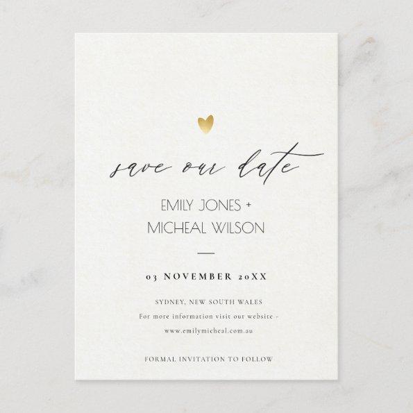 SIMPLE ELEGANT GOLD GREY TYPOGRAPHY SAVE THE DATE ANNOUNCEMENT POSTInvitations
