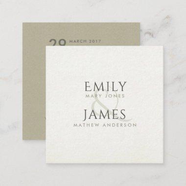 SIMPLE ELEGANT KRAFT WHITE TYPOGRAPHY WEDDING SQUARE BUSINESS Invitations