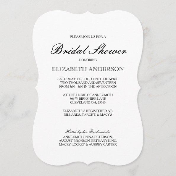 Simple Elegant Typography Bridal Shower Invitations