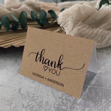 Simple Faux Kraft Calligraphy Thank You Invitations