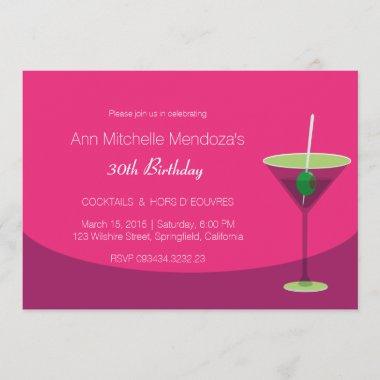 Simple Feminine Chic Pink Cocktail Party Invitations