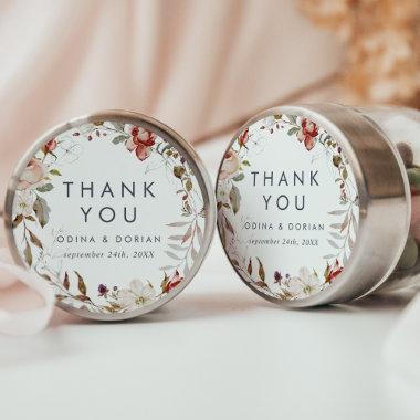 Simple Floral Thank You Wedding Favor Sticker