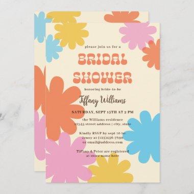 Simple Groovy Flowers Bridal Shower Invitations