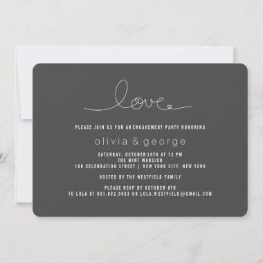 Simple Love Loop Heart Modern Engagement Party Invitations