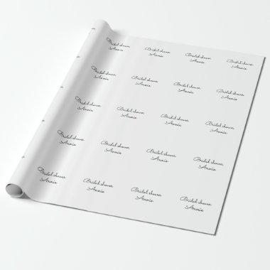 simple minimal add your name text bridal shower t wrapping paper
