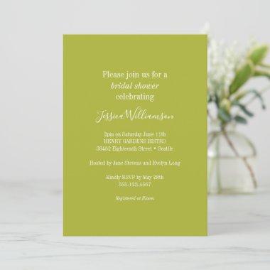 Simple Minimalist Classic Chic Lime Bridal Shower Invitations