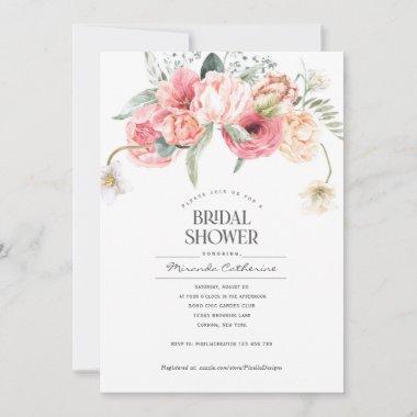 Simple modern boho chic floral bridal shower Invitations