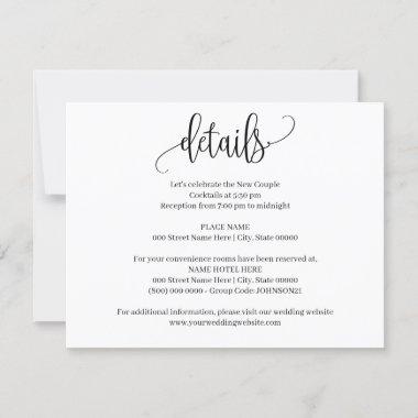 Simple Modern Minimalist Wedding Insert Card