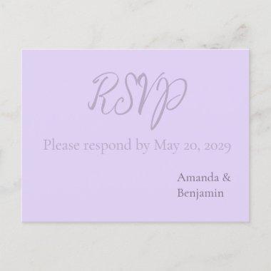 Simple Monogram Minimalist Lavender Wedding RSVP PostInvitations