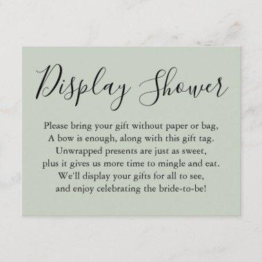 Simple Plain Display Bridal Shower Sage Green Enclosure Invitations