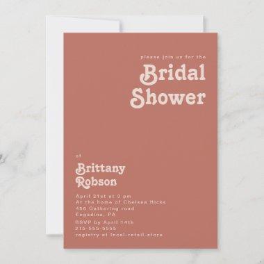 Simple Retro Vibes | Old Rose Bridal Shower Invitations