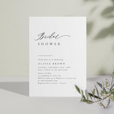 Simply Elegant Typography Modern Bridal Shower Invitations