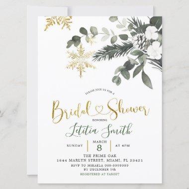 Snowflake Christmas Bridal Shower Invitations