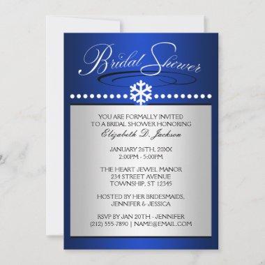 Snowflake Jewel Sapphire Bridal Shower Invitations
