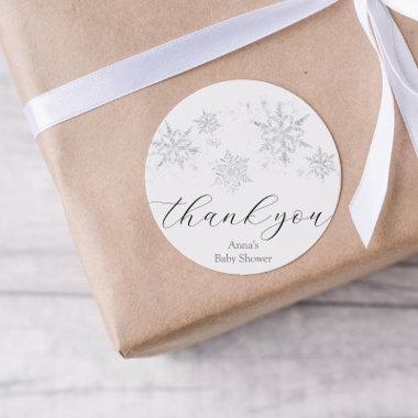 Snowflake Thank You Favor Classic Round Sticker