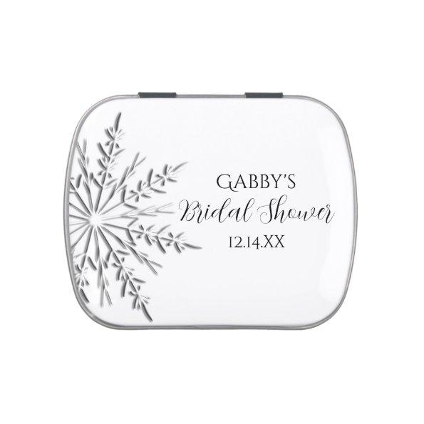 Snowflake Winter Bridal Shower Favor Jelly Belly Candy Tin