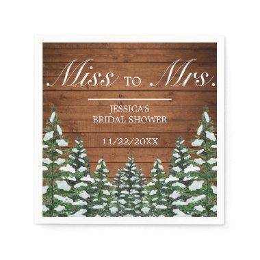 Snowy Wood & Forest Pine Bridal Shower Ms to Mrs Napkins