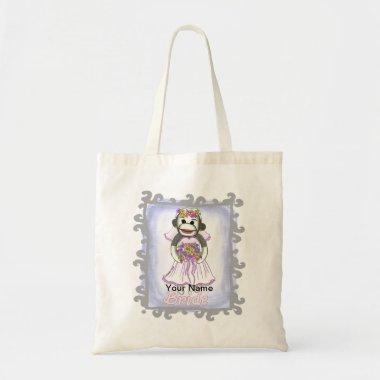 Sock Monkey Bride custom name Tote Bag