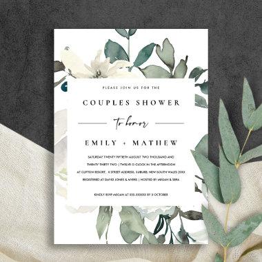 SOFT IVORY WHITE FLORA WATERCOLOR COUPLES SHOWER Invitations