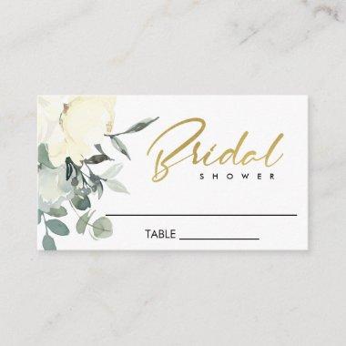SOFT IVORY WHITE FLORAL WATERCOLOR BRIDAL SHOWER PLACE Invitations