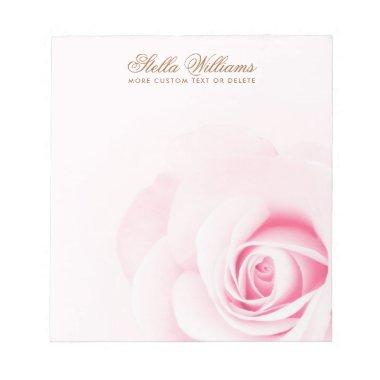 Soft pink rose personalized name or text notepad