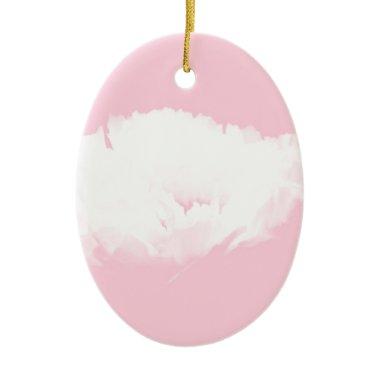 Soft Pink White Peony Floral Oval ornament