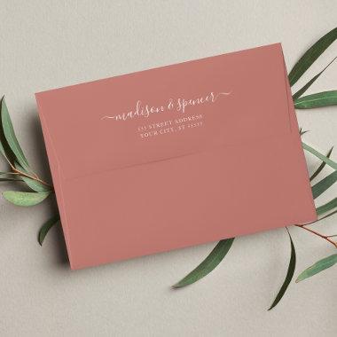 Solid cinnamon rose elegant modern Wedding Envelope
