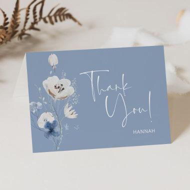 Something Blue Floral Bridal Shower Personalized Thank You Invitations