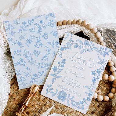 Something blue french vintage floral bridal shower Invitations