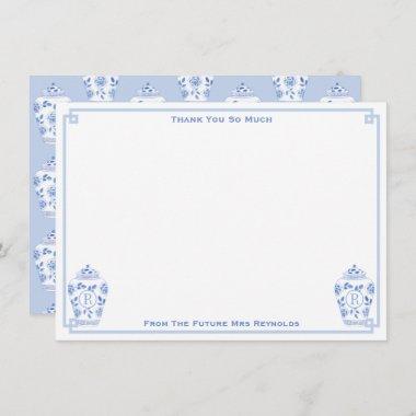 Something Blue Watercolor Ginger Jar Bridal Shower Thank You Invitations