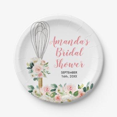 Soon to be Whisked Away Bridal Shower Pink Flowers Paper Plates