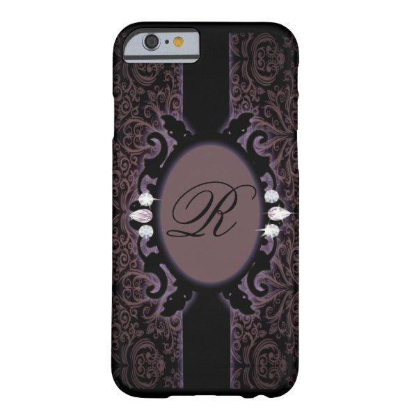 Sophisticate purpleDamask vintage monogram iPhone Barely There iPhone 6 Case