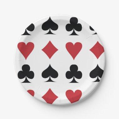 Spade, diamond, heart & club, playing Invitations pattern paper plates