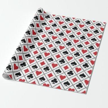 Spade, diamond, heart & club playing Invitations pattern wrapping paper