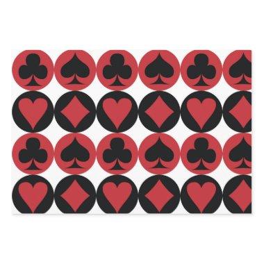 Spade, diamond, heart & club, playing Invitations pattern wrapping paper sheets