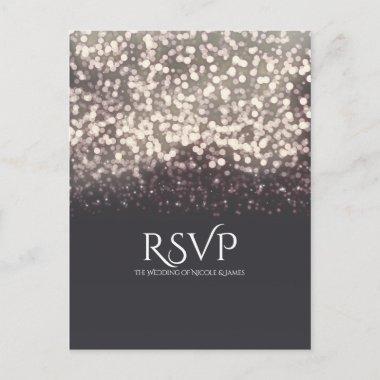Sparkling Lights Romantic Grey Modern Wedding RSVP Invitation PostInvitations