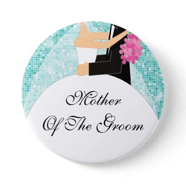 Sparkly Mother of the Groom Button / Pin Turquoise